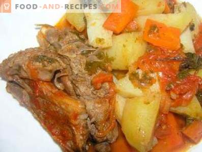 Lamb stewed with potatoes in a slow cooker
