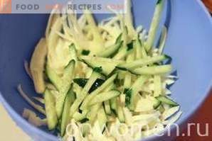 Salad with cabbage, corn and cucumber