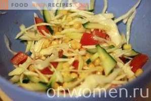 Salad with cabbage, corn and cucumber
