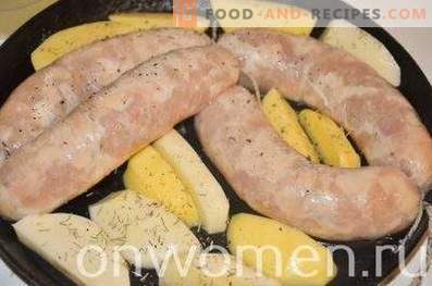 Ready-made turkey sausages in the oven