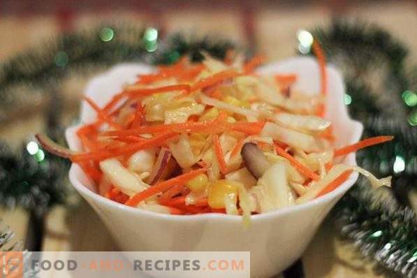 Cabbage salad with carrots and corn