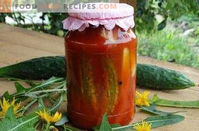 Cucumbers in tomato sauce for the winter