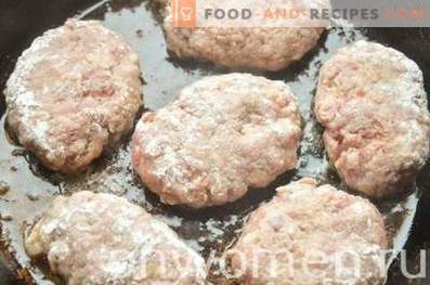 Pork and beef patties in a pan