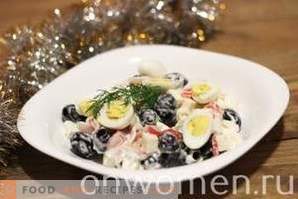 Salad with crab sticks and olives