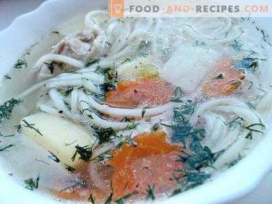 Chicken soup with pasta and potatoes