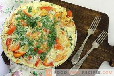 Omelet with Tomatoes in a Pan