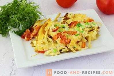 Omelet with Tomatoes in a Pan