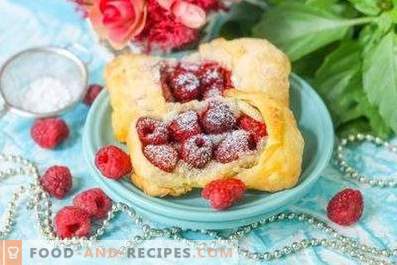 Puffs with raspberries