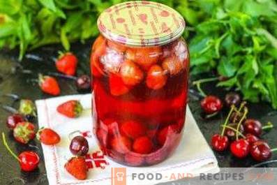 Sweet cherry and strawberry compote for the winter