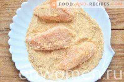 Chicken breast baked in breadcrumbs