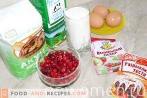 Cake with cranberries on yogurt