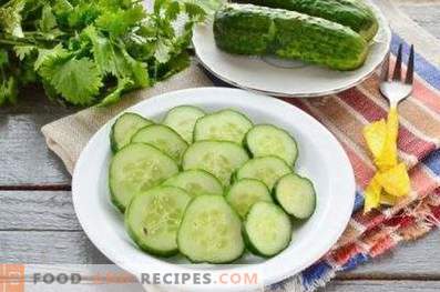 Salted cucumbers with garlic and instant greens