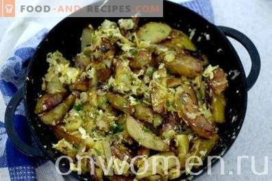 Potatoes fried with onions, garlic and eggs