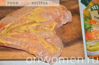 Chicken in spices and mustard in a package