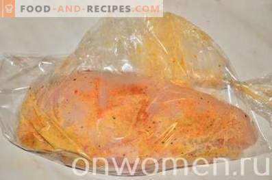 Chicken in spices and mustard in a package