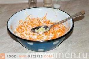 Cabbage and carrot salad with garlic, seasoned with vinegar