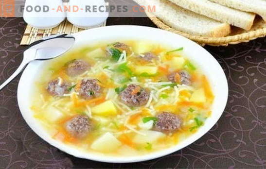 Soup with meatballs and noodles - making a delicious lunch is simple! The best recipes for soups with meatballs and noodles