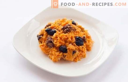 Carrots with prunes - an enchanting combination! Recipes of main dishes, casseroles, sweet and salty carrot salads with prunes