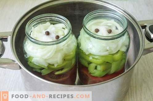 Salad for the winter of peppers and tomatoes with aspirin - the ideal method of canning