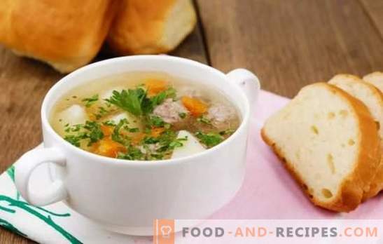 Easy recipes for homemade meatball soups (step by step). Meat, chicken and fish soups with meatballs
