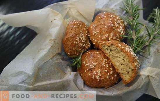 Rye buns - for proper, tasty and healthy food! Recipes rye buns on the water, yogurt, milk, with bran, onions and sesame