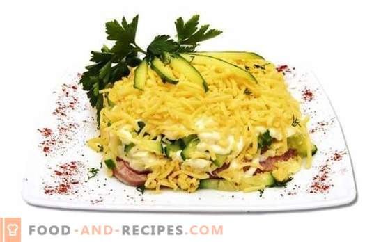 Salad with ham, cucumbers and cheese is light and nourishing. Variants of cooking ham, cucumber and cheese salad