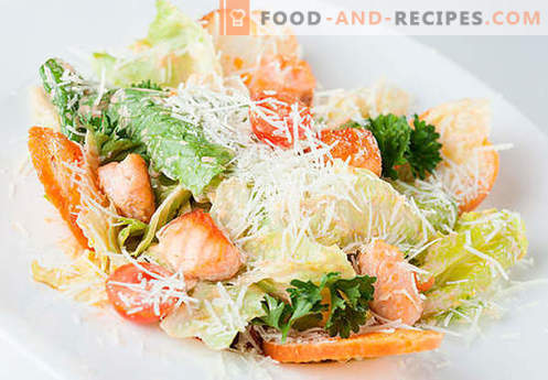 Salad with salted salmon - the right recipes. Quickly and tasty cooked salad with lightly salted salmon.