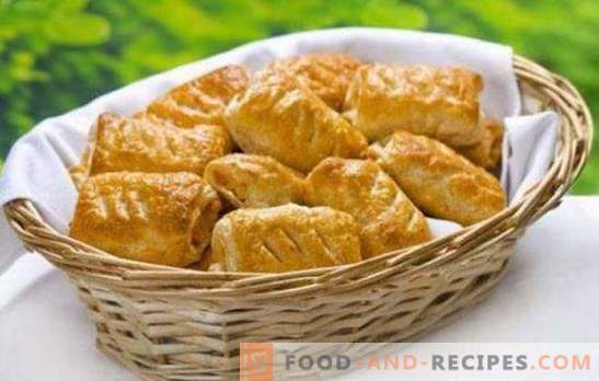 Puffs with cheese - fragrant tasty pastries for breakfast or dinner. Recipes for puff pastry pies with cheese and mushrooms, cottage cheese, berries