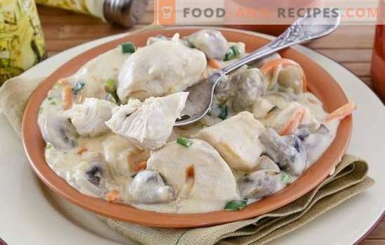 Chicken fillet with champignons - a strong combination! Recipes of different dishes from chicken fillet with champignons