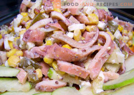 Salad with squid and corn - the best recipes. How to properly and tasty cooked salad with squid and corn.