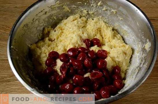 Cottage cheese muffins with cherries: a small dessert for a large tea party. Step by Step Cooking Cherry Muffins with Cherries (Photo-recipe)