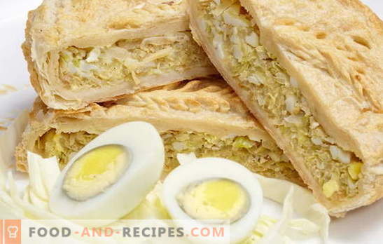 Puff pie with onions, eggs: with and without yeast. Original recipes pie with onions and egg puff pastry