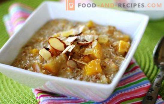 Oatmeal with apples - dietary snack! Cooking porridge with apples, honey or banana, milk and water