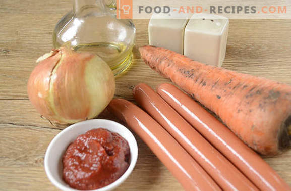 Sausage sauce with tomato paste: delicious “snag”. Step-by-step photo-recipe with tomantho gravy from ordinary sausages