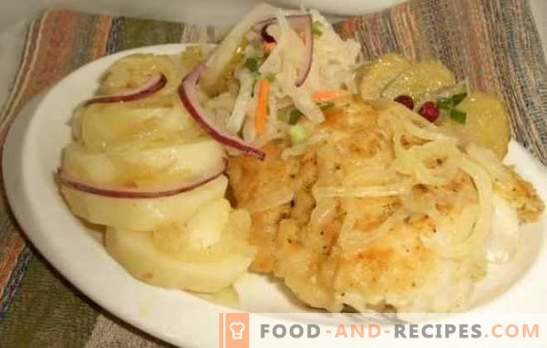 Cod with onions - we prepare healthy and tasty fish in the oven. Recipes for cod with onions and carrots, vegetables, cheese, etc.