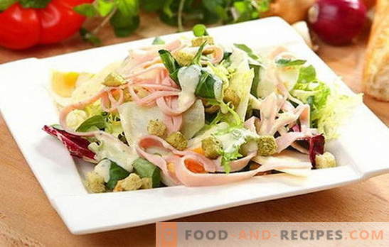 Salad with ham and cheese - appetizer, side dish or a separate dish? Rules for making, filling and serving salads with ham and cheese