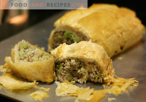 Meat strudel - the best recipes. How to properly and tasty to prepare a strudel with meat.