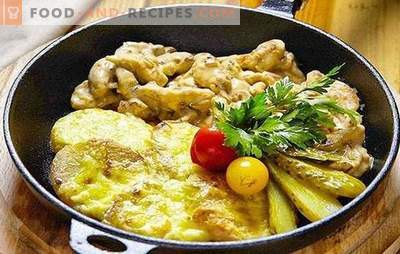 Pork fricassee - simple, simple, satisfying! Recipes pork fricassee with vegetables, mushrooms, beans, cream