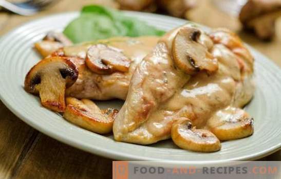 Breast with mushrooms: a classic combination. Chicken breast recipes with mushrooms and ... sour cream, pineapples, cheese, dough