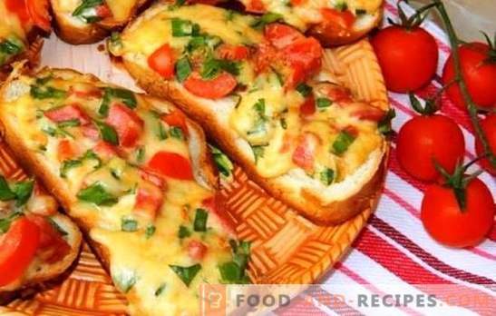 Hot sandwiches with melted cheese - almost pizza! Recipes of different hot sandwiches with melted cheese, sausage, egg