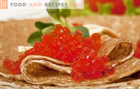 Pancakes with caviar - this is a snack! A selection of the best dough recipes and options for the filling for pancakes with caviar