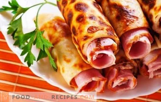Pancakes with sausage - tasty, fragrant and high in calories. Cooking pancakes with sausage is easy and rewarding