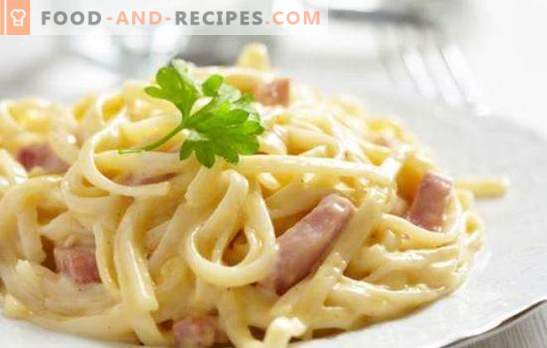 Pasta with bacon in a creamy sauce is a versatile Italian dish. The best variations of cooking pasta with bacon in a creamy sauce