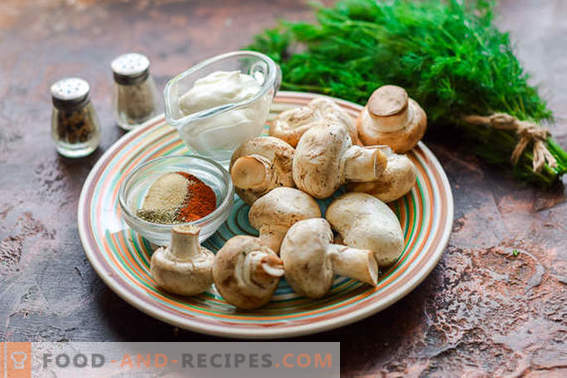 Kebab of champignons on the grill or in the oven. You will forget about meat