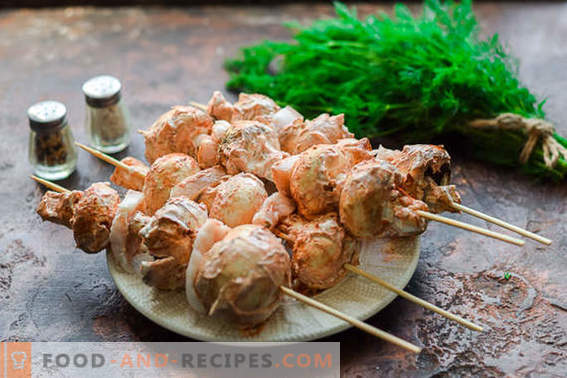 Kebab of champignons on the grill or in the oven. You will forget about meat