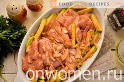 Chicken with courgettes in the oven